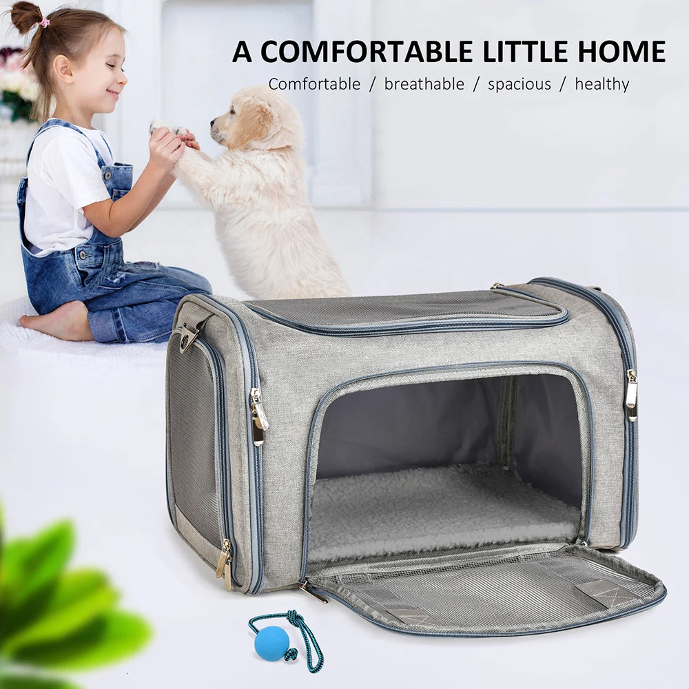 Dog Carrier Bag Soft Side Backpack Pet Carriers Travel Bags Airline Approved Transport For Cats Puppies up to 15 Lbs Outgoing