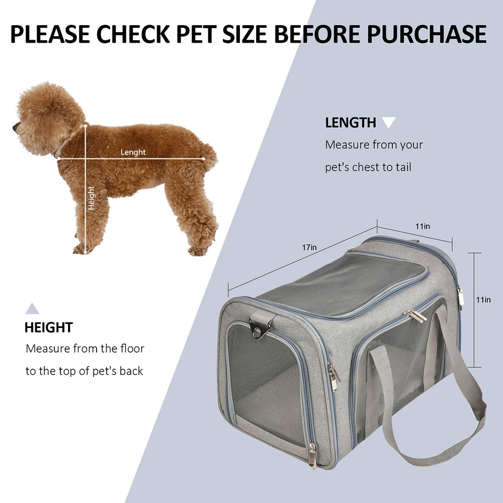 Dog Carrier Bag Soft Side Backpack Pet Carriers Travel Bags Airline Approved Transport For Cats Puppies up to 15 Lbs Outgoing