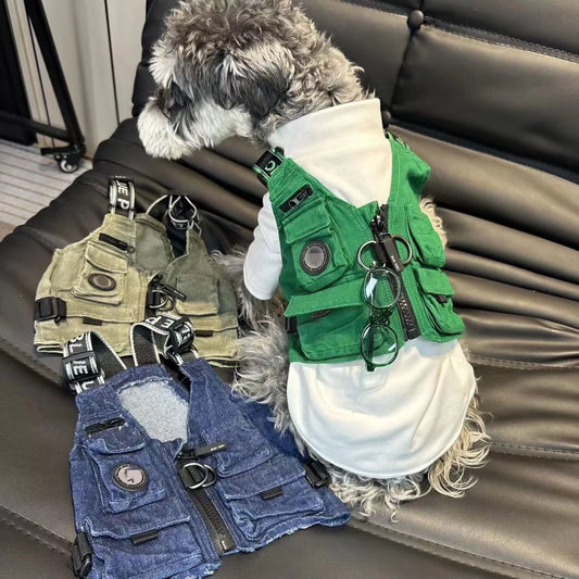 Dog Workwear Vest Autumn and Winter Vests Schnauzer Teddy Bear Trendy Pet Workwear Vest Clothing Puppy Clothes Dog Jacket