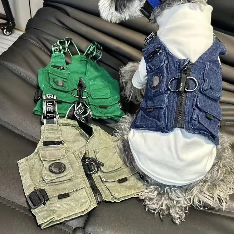 Dog Workwear Vest Autumn and Winter Vests Schnauzer Teddy Bear Trendy Pet Workwear Vest Clothing Puppy Clothes Dog Jacket