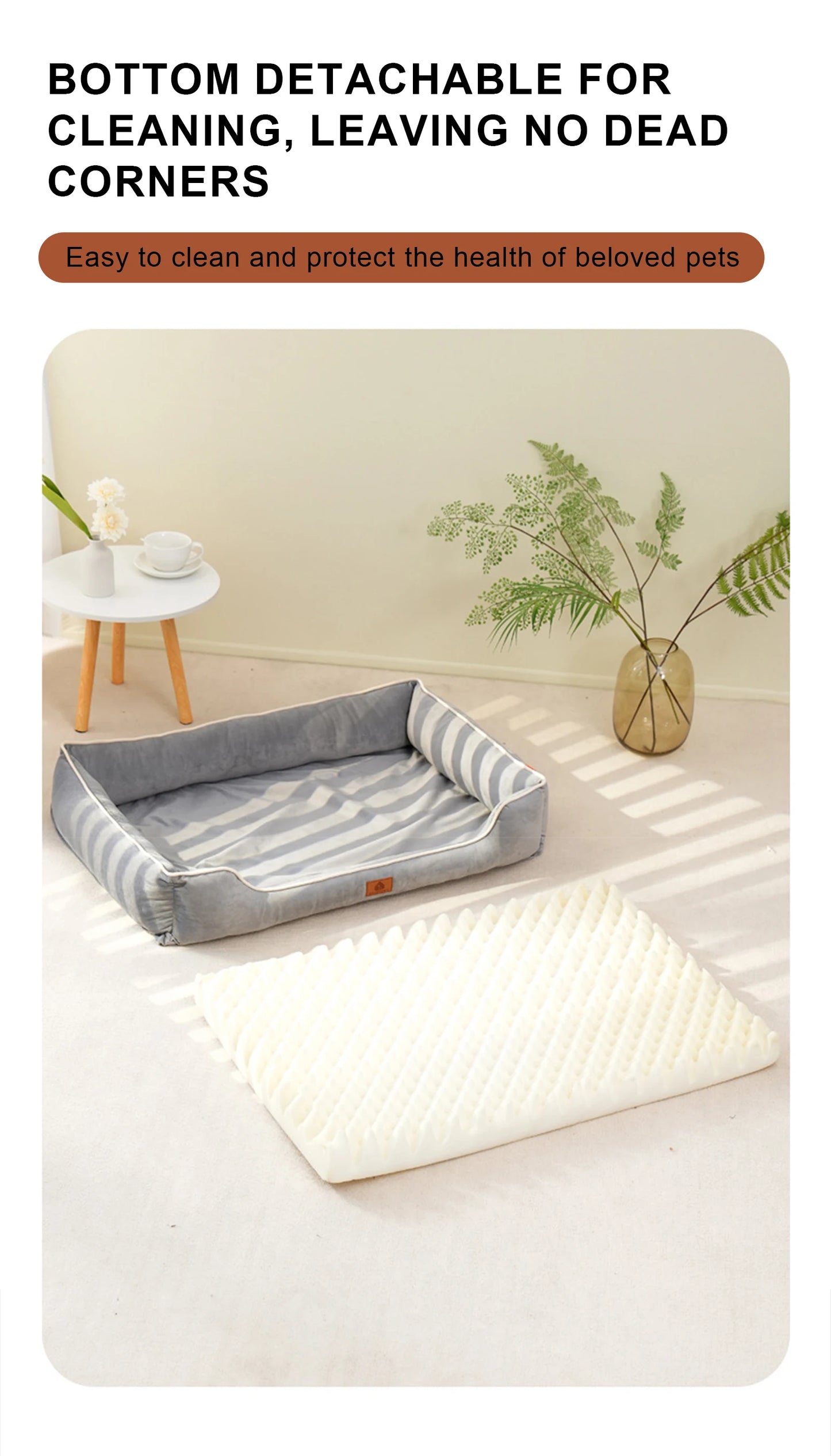 Dutch Velvet Dog Bed Autumn Winter Thickening Warmth Square Dog Sofa Beds Soft Removable Wave Sponge Pad Pet Dogs Accessories