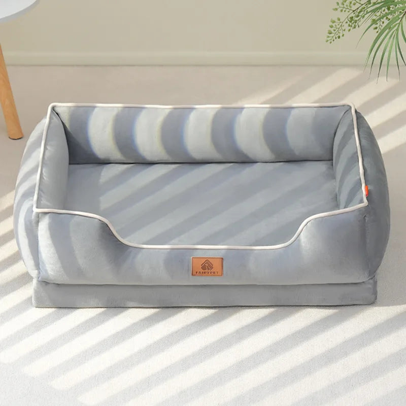 Dutch Velvet Dog Bed Autumn Winter Thickening Warmth Square Dog Sofa Beds Soft Removable Wave Sponge Pad Pet Dogs Accessories