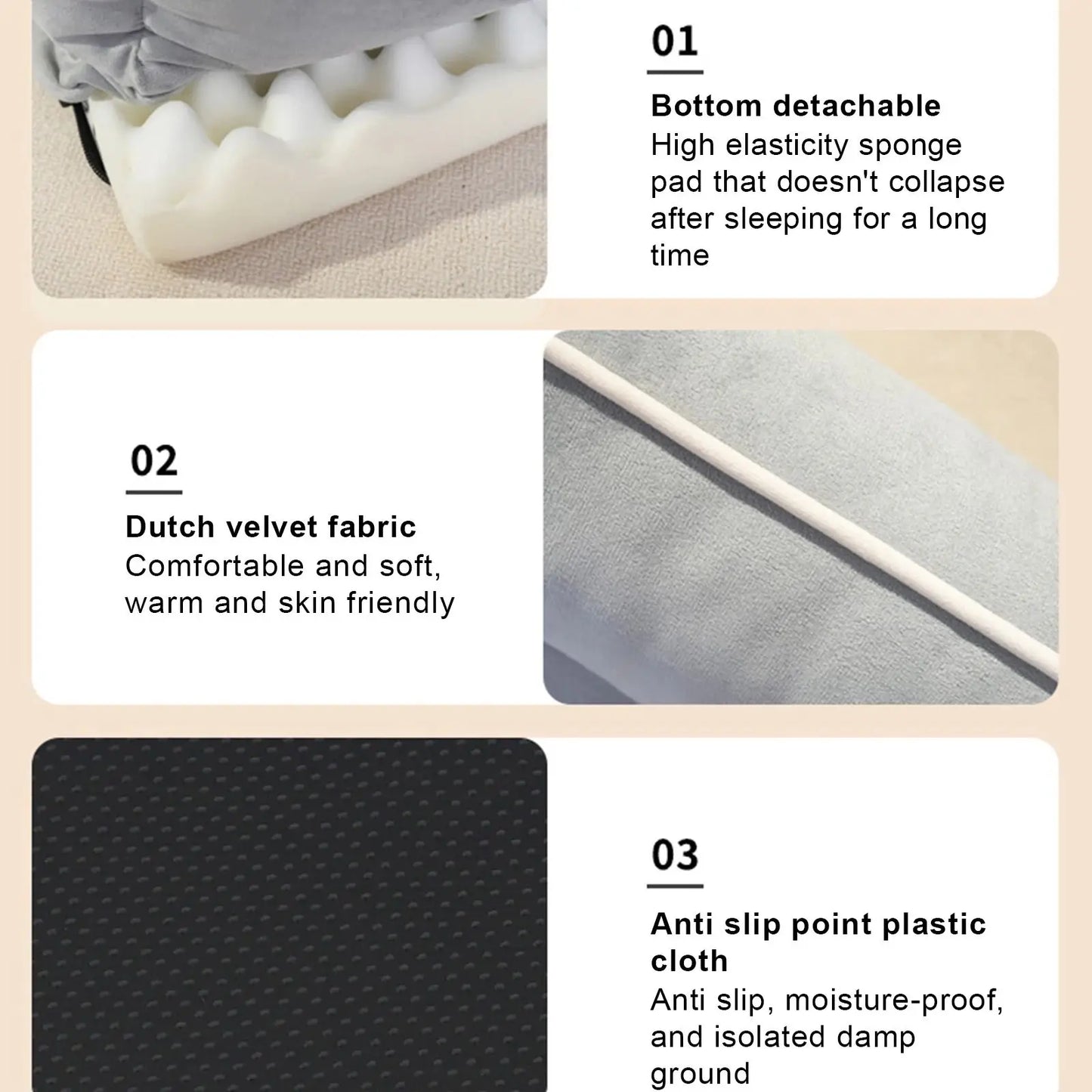 Dutch Velvet Dog Bed Autumn Winter Thickening Warmth Square Dog Sofa Beds Soft Removable Wave Sponge Pad Pet Dogs Accessories