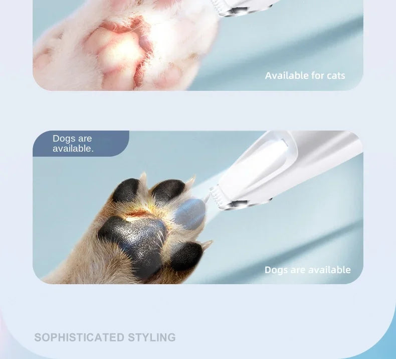Portable Paw Trimmer With Led Light Rechargeable Cordless Nail Grinder Shaver for Cats And Dogs Nail Grooming