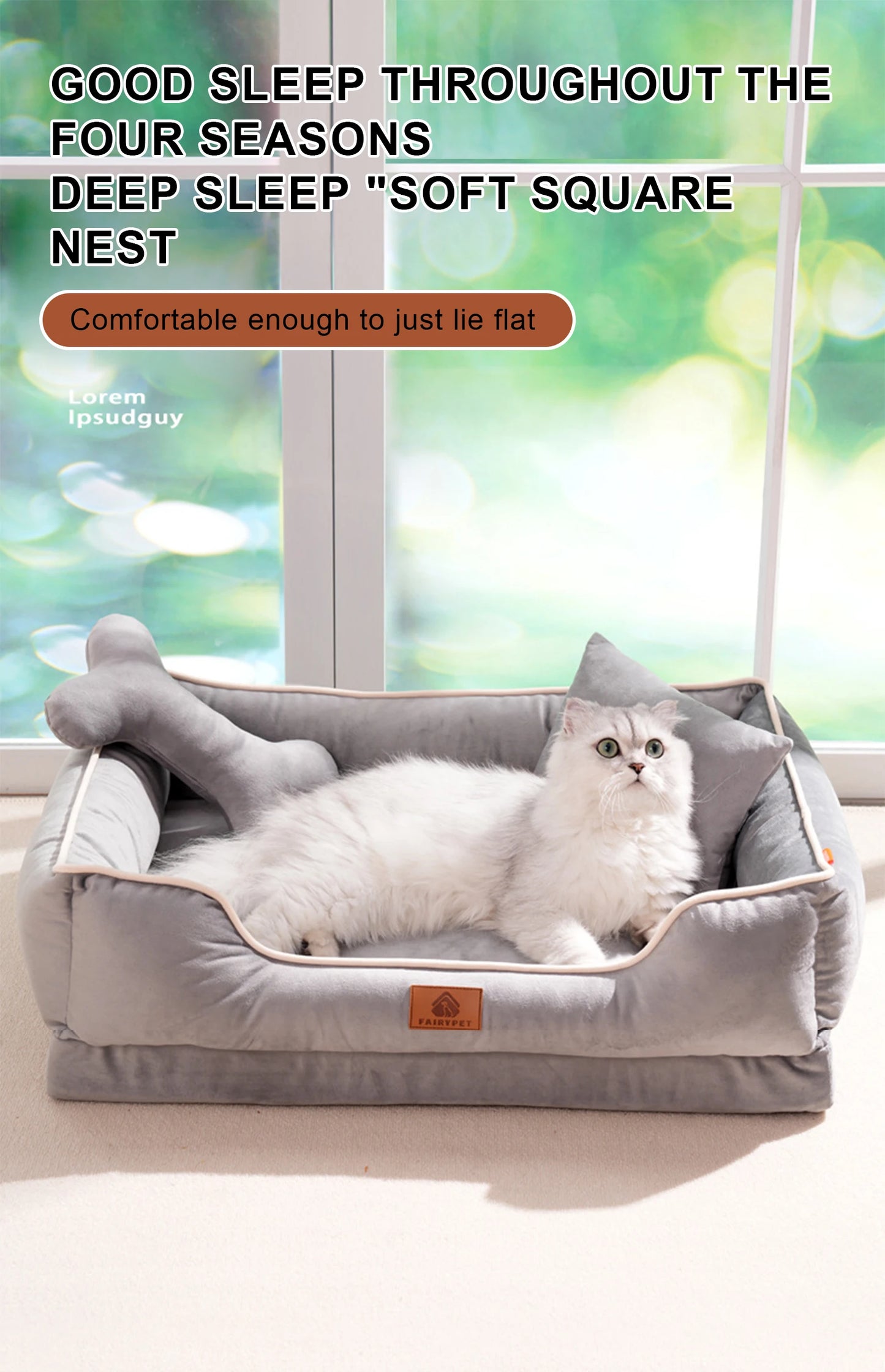 Dutch Velvet Dog Bed Autumn Winter Thickening Warmth Square Dog Sofa Beds Soft Removable Wave Sponge Pad Pet Dogs Accessories