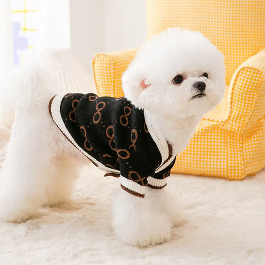 Knitted Cardigan Sweater Dog Clothes for Small Dogs Winter Warm Luxury Dog Sweater Chihuahua French Bulldog Clothing Pet Items