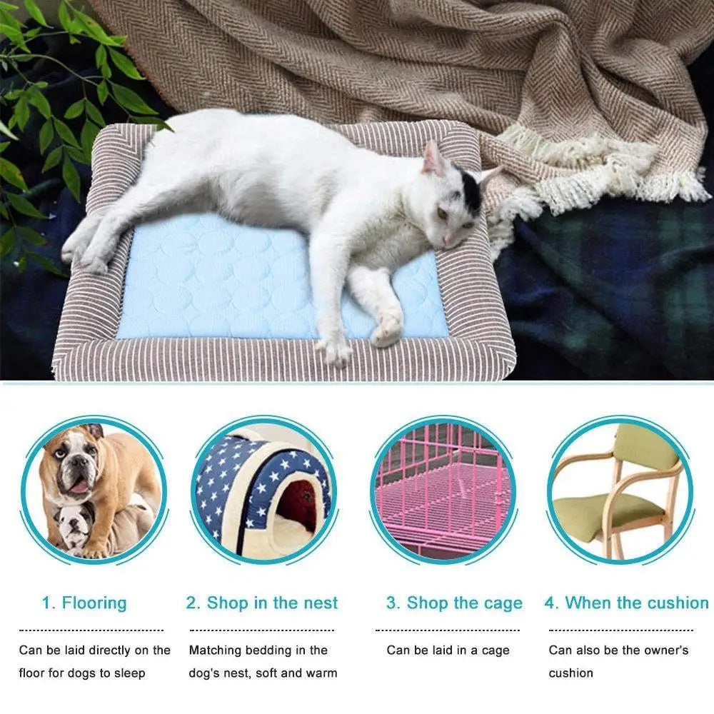 Cooling Dog Bed Pet Cool Mat For Cats And Dogs | Ice Silk Material Soft For Summer Sleeping Product Dog Beach Bed