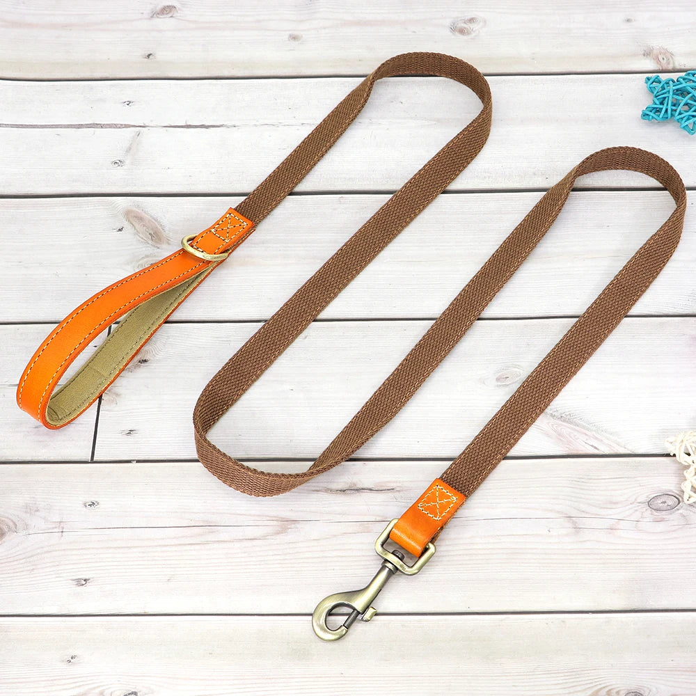 Nylon Custom Dog Puppy Collar Leash Set Personalized Genuine Leather Pet Nameplate ID Tag Accessories Collars Pet Products Perro